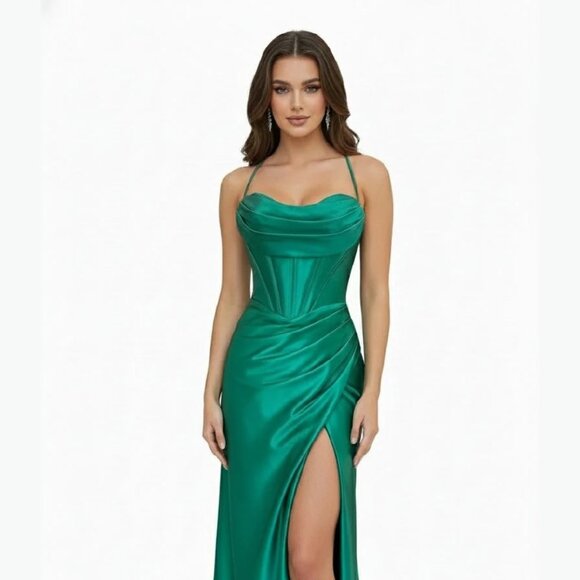 New Sheath Solid Nighttime Dress w/ Sweetheart Neck & Lace Up Back TC TL3053L - Picture 1 of 8